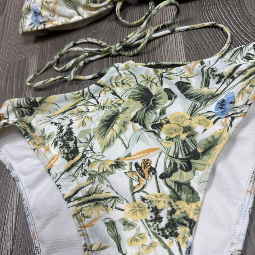 Abercrombie Muted Pastel Butterfly Forest Pattern Bikini - Keyhole & Wrap Detail - Picture 2 of 6